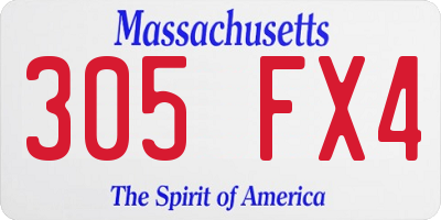 MA license plate 305FX4