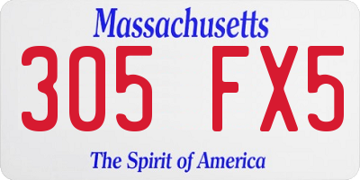 MA license plate 305FX5
