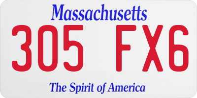 MA license plate 305FX6