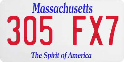 MA license plate 305FX7