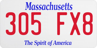 MA license plate 305FX8