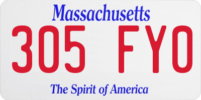 MA license plate 305FY0
