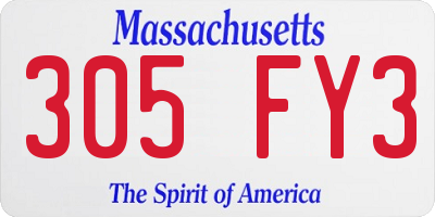 MA license plate 305FY3