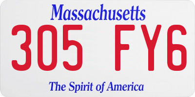 MA license plate 305FY6