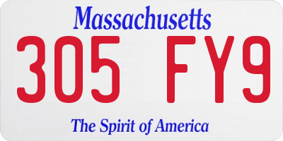 MA license plate 305FY9