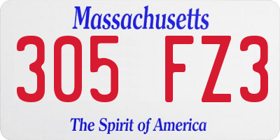 MA license plate 305FZ3