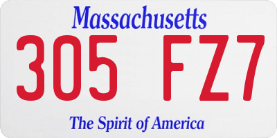 MA license plate 305FZ7