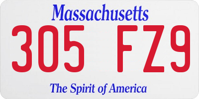 MA license plate 305FZ9