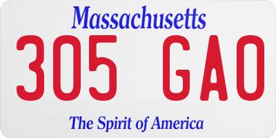 MA license plate 305GA0