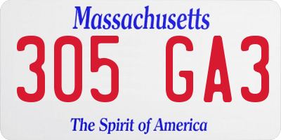 MA license plate 305GA3