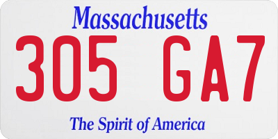MA license plate 305GA7