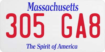 MA license plate 305GA8