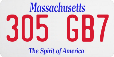 MA license plate 305GB7