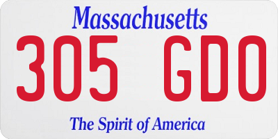 MA license plate 305GD0