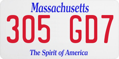 MA license plate 305GD7