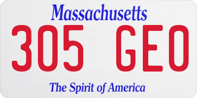 MA license plate 305GE0