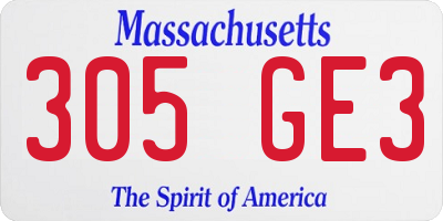 MA license plate 305GE3