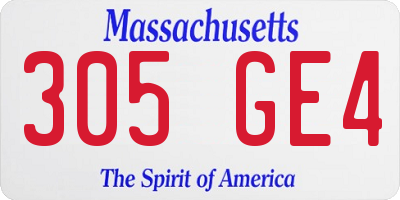 MA license plate 305GE4