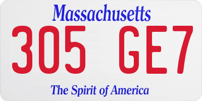 MA license plate 305GE7