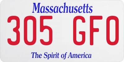 MA license plate 305GF0