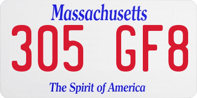MA license plate 305GF8
