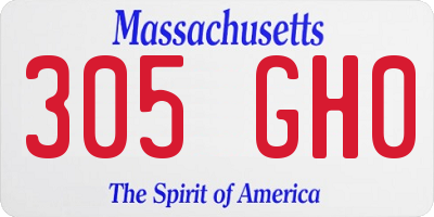 MA license plate 305GH0
