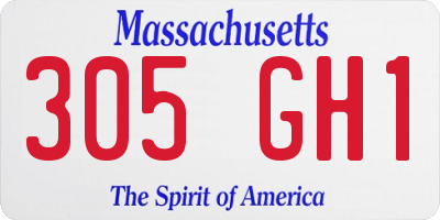 MA license plate 305GH1