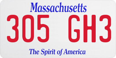 MA license plate 305GH3
