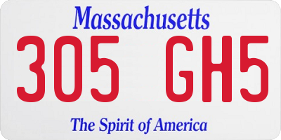 MA license plate 305GH5