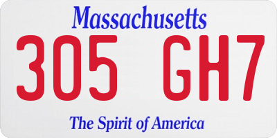 MA license plate 305GH7