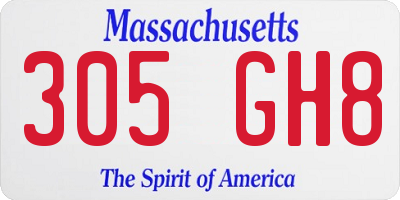 MA license plate 305GH8
