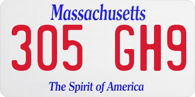 MA license plate 305GH9