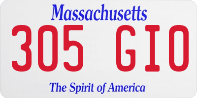 MA license plate 305GI0