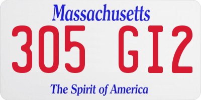 MA license plate 305GI2