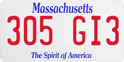 MA license plate 305GI3