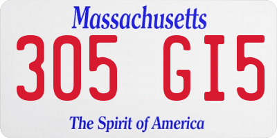 MA license plate 305GI5