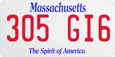 MA license plate 305GI6