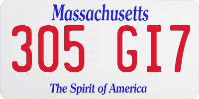 MA license plate 305GI7
