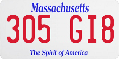 MA license plate 305GI8