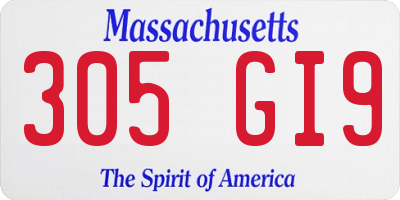 MA license plate 305GI9
