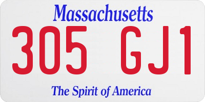 MA license plate 305GJ1