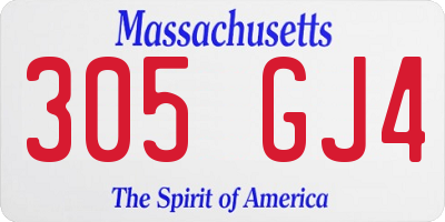 MA license plate 305GJ4