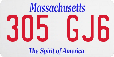 MA license plate 305GJ6