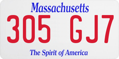 MA license plate 305GJ7