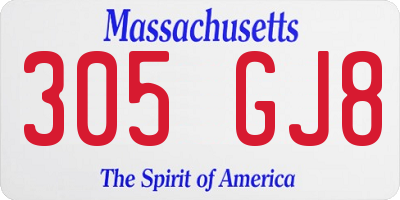 MA license plate 305GJ8