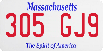 MA license plate 305GJ9