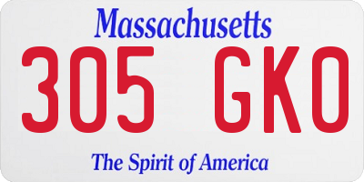 MA license plate 305GK0