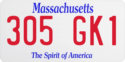 MA license plate 305GK1