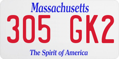 MA license plate 305GK2