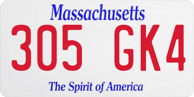 MA license plate 305GK4